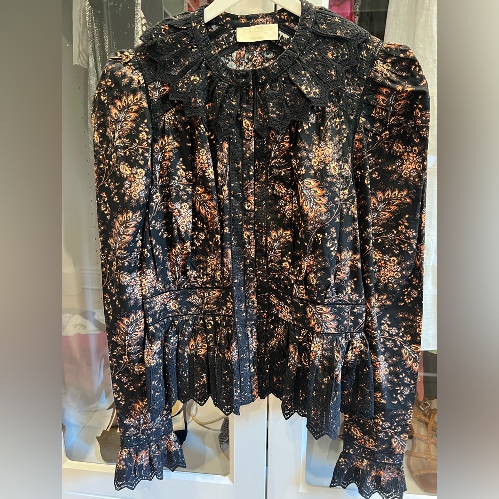 Ulla Johnson Blouse with black crochet detail